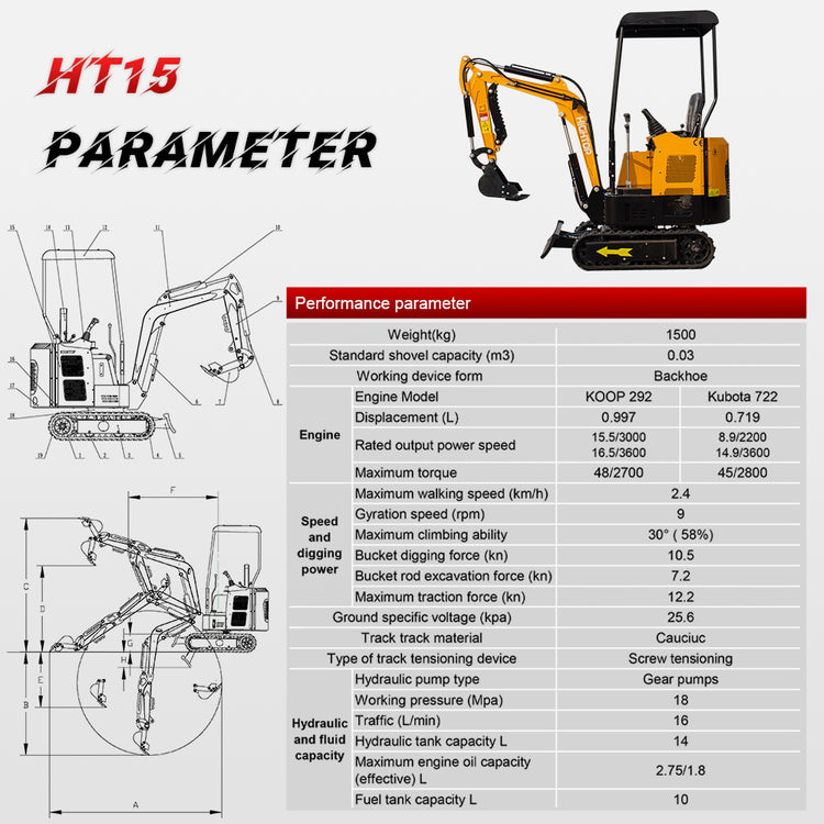 1.5 Ton HT-15 Mini Excavator image 11